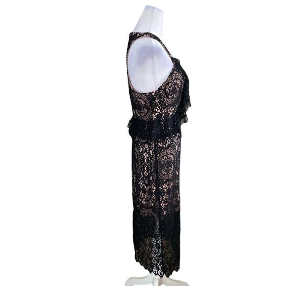 ALEXIS NARASSE Lace Sheath Ruffle Racerback Midi Dress Size Medium Size Medium - Picture 4 of 8